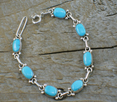 Turquoise link bracelet Native American
